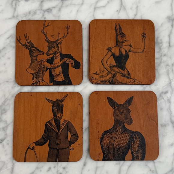 Vintage style Coasters spitfire Girl Animals - Picture 1 of 7